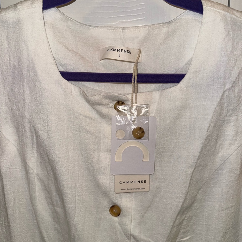 NWT - Commense - Cotton Button-Front Short Dress - Picture 3 of 4